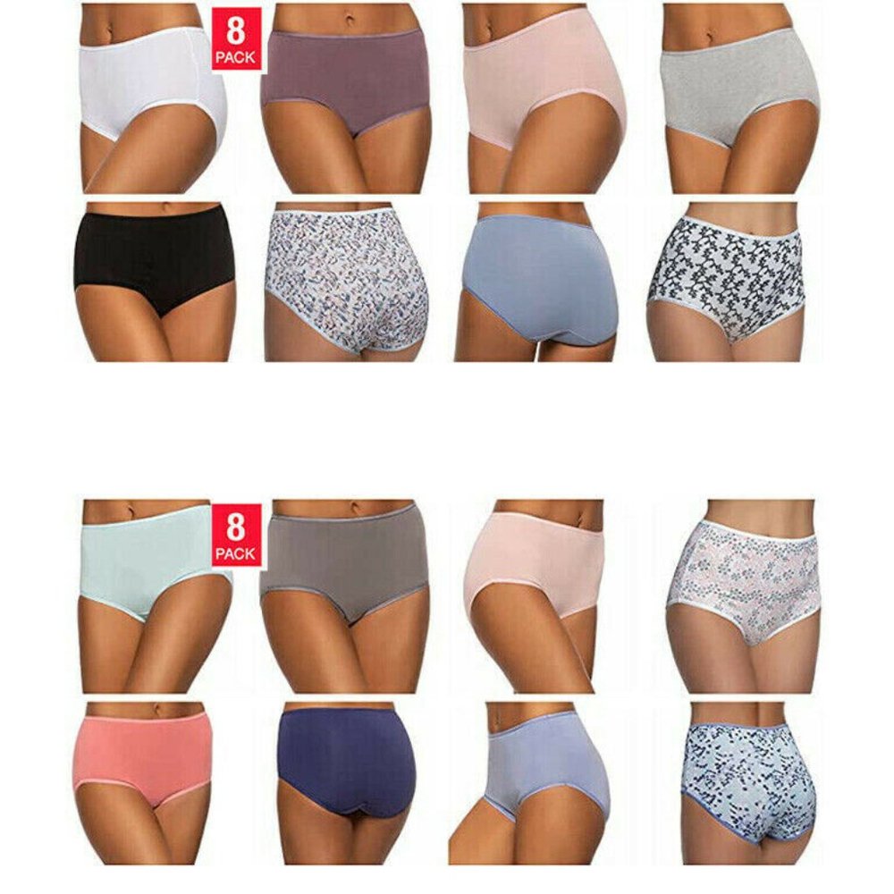 NWT Felina Women's High Waist Cotton Stretch Briefs 8 Pack Size S $40 9C199